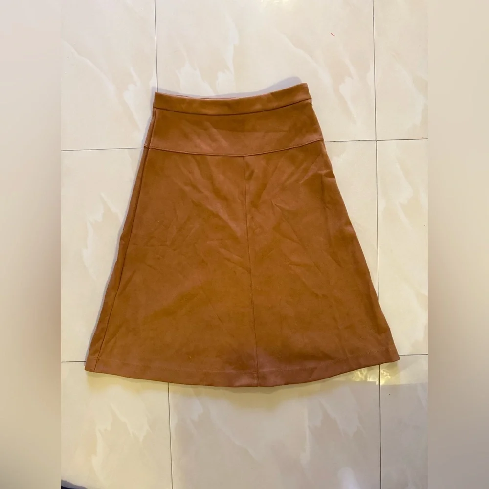 Girls Faux Suede kid chick Skirt brown zipper winter zipper 18 Y winter